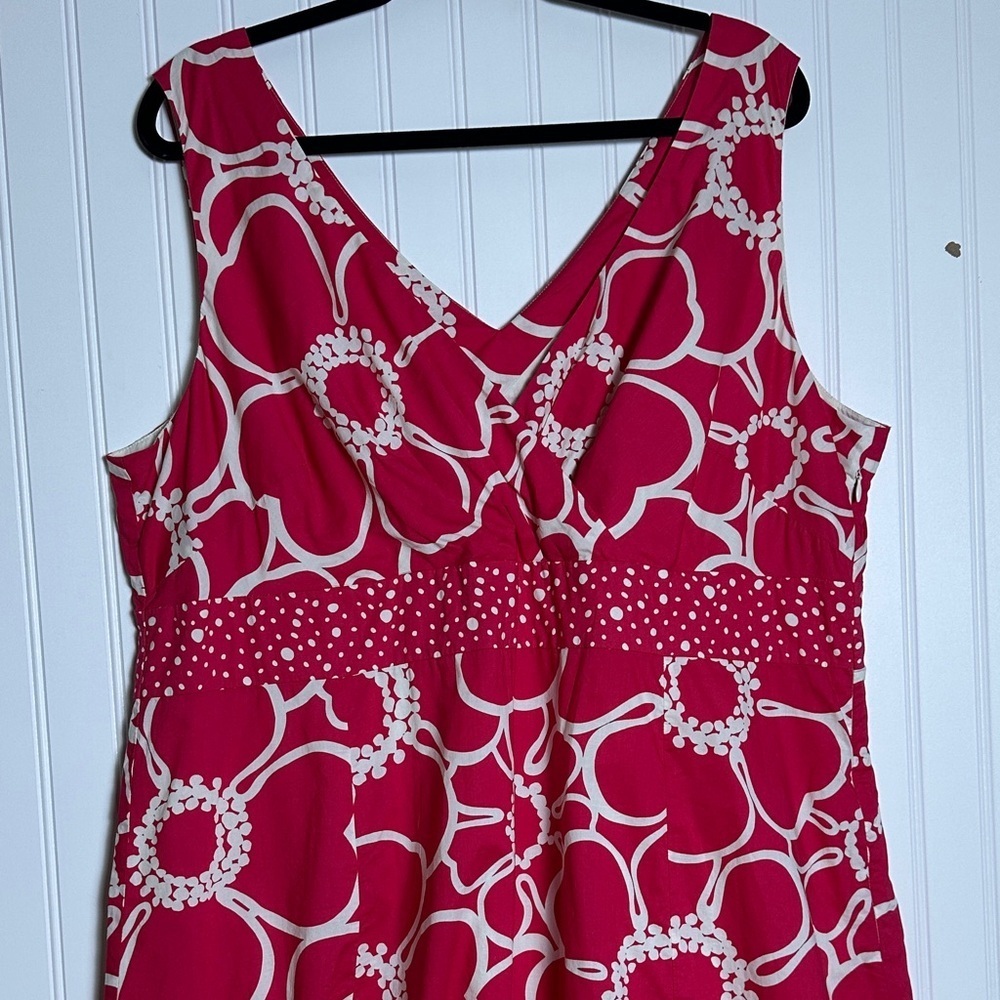 Boden Pink White Floral  Alfani Floral Dress V-neckline sleeveless cotton 18L - Picture 8 of 11